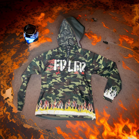 SCOTTIE ON FIRE CAMO RAIN JACKET